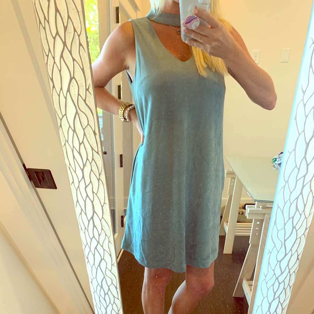 Blue/Grey Faux Suede Dress